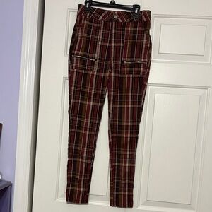 Chocolate Plaid Cargo Pants - Red and Brown